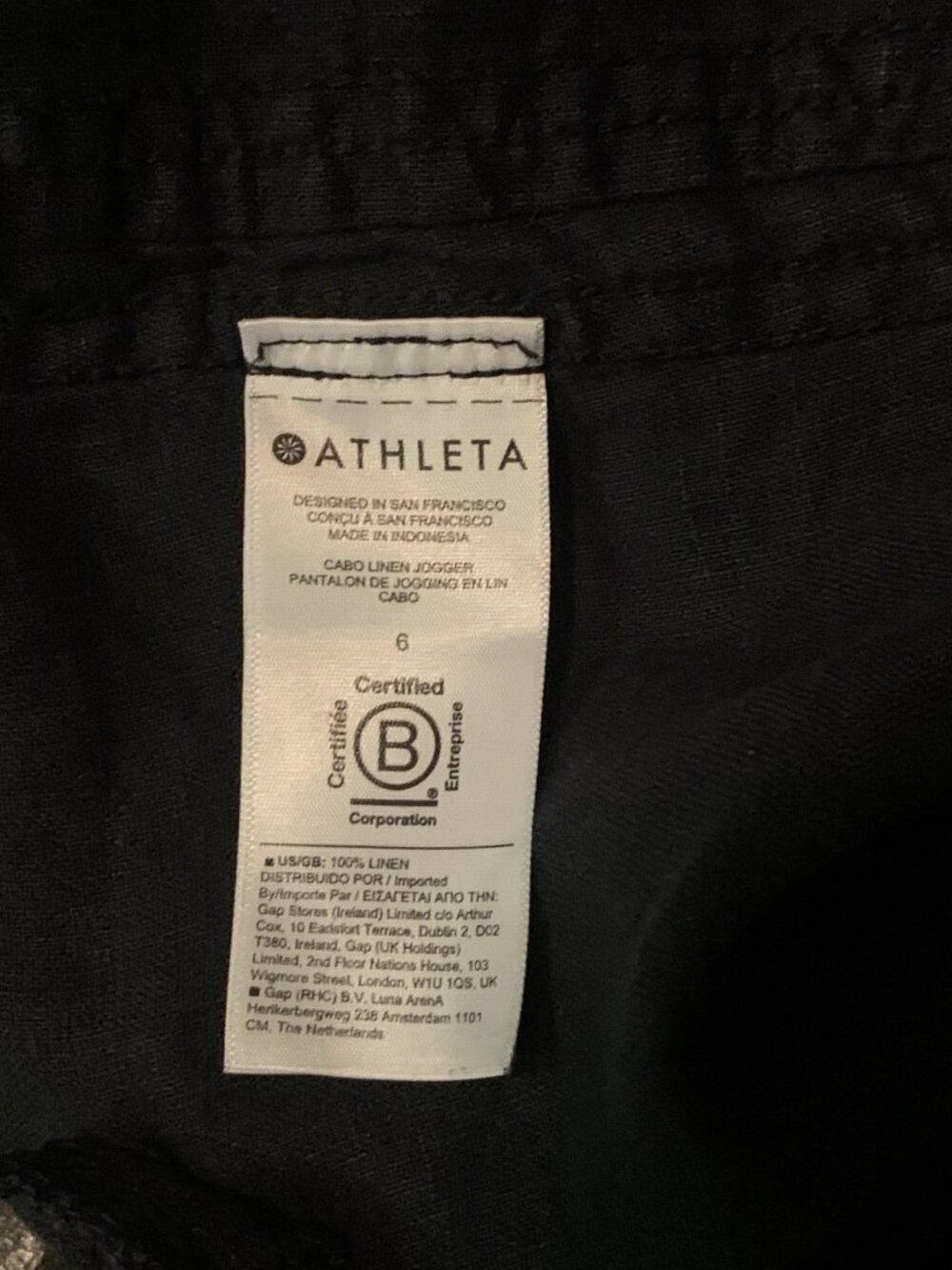 Athleta Women's Cabo Blue Linen Jogger Pants Pockets Zip Ankle Size 6 Athleisure - Picture 5 of 7